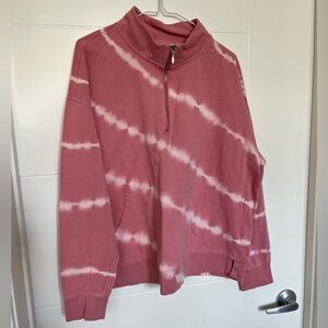 Old Navy Half-Zip Tie-Dye Pullover Sweatshirt - Dusty Rose & White